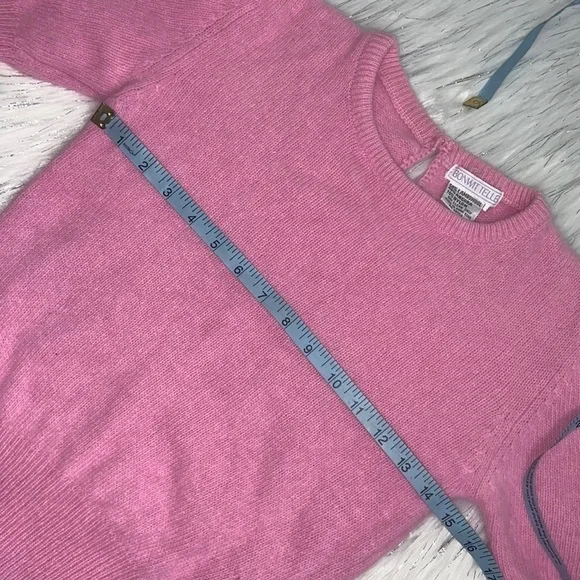 VINTAGE Bonwit Teller Barbie Pink Cropped Wool Sweater size Small - Picture 11 of 15